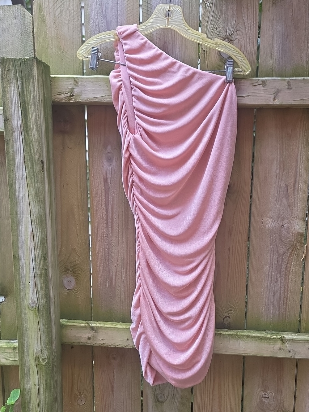 One-Shoulder Ruched Pink Women's Dress
